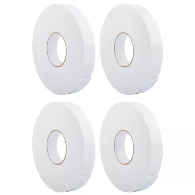 4PC Rollo Doble Cara Accesorio Cinta Fuerte Adhesivo Espuma Blanco 1.9cm X 4.9m