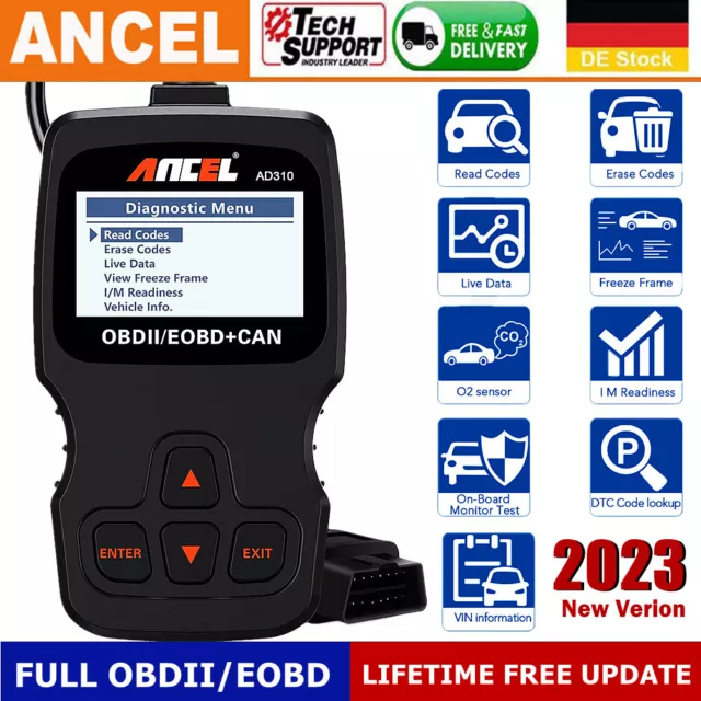 2023 Ancel AD310 Profi KFZ OBD2 Diagnosegerät Auto Scanner Fehler Auslesegerät