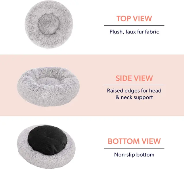 Plush Calming Dog Bed, Donut Dog Bed for Small Dogs, Medium & Large, anti Anxiet 7