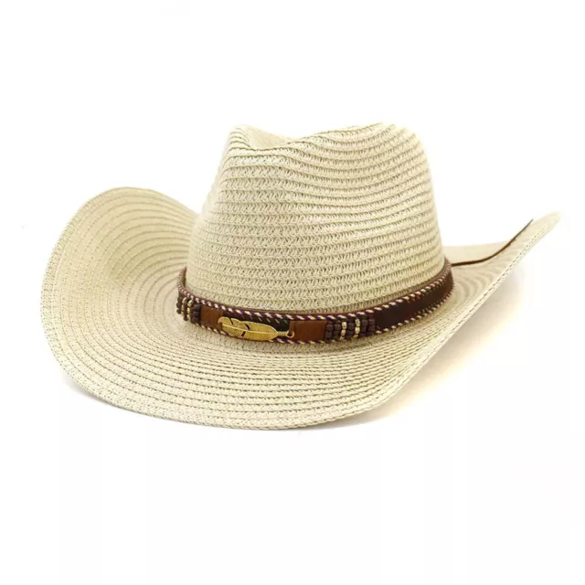 Women Men Hat Cowgirl Cowboy Hat Straw Wild West Hats Western Wide Brim Cap Hat 2