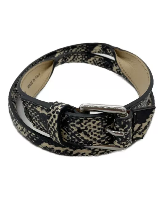 Alexander McQueen Leather Belt Python Pattern Ivory Black Size: M