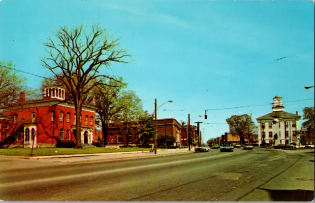 Vintage 1960's Main Street Looking West Batavia New York Genesee County Postcard