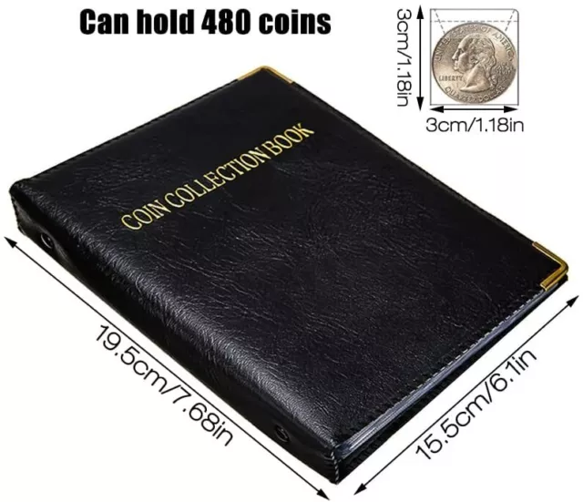 480 Album Coin Penny Money Storage Book Case Folder Holder Collection Collecting