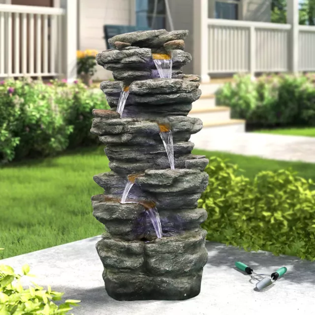 5-tiers Modern Eco-resin Outdoor Fountain Art Waterfall Indoor