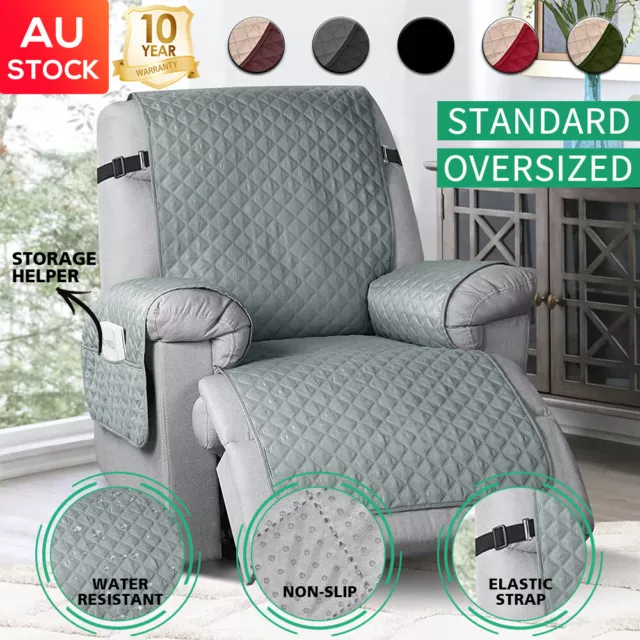 Recliner Sofa Chair Cover Reversible Pet Dog Protector Couch Slipcover Straps AU