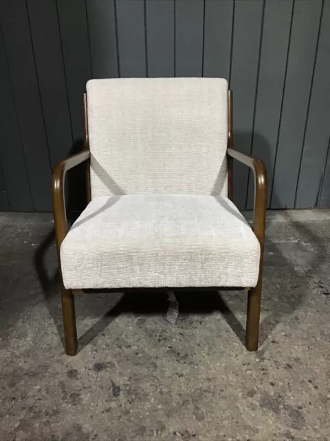 Dining Chair White Cushioned Seat With Dark Oak Base 45cm
