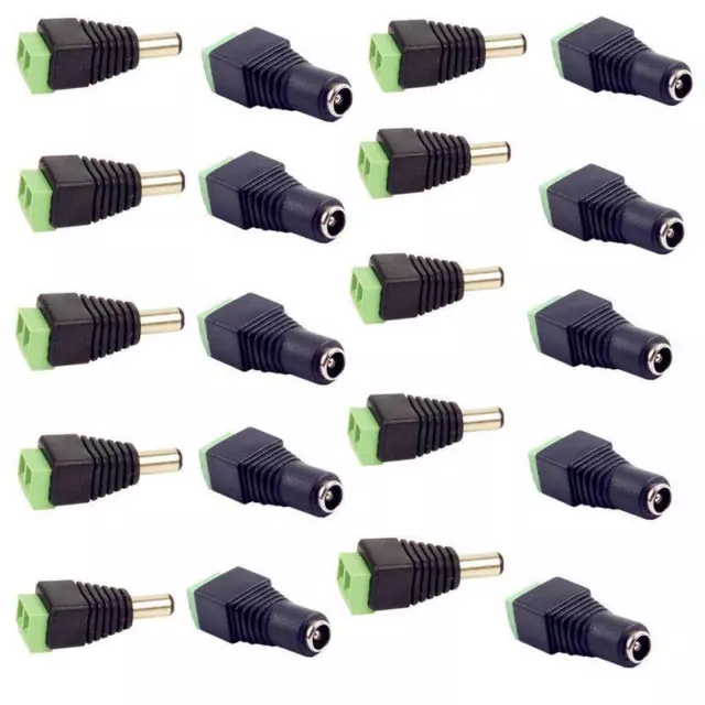 20pcs Male+Female DC Power Jack Connector Adapter Plug 2.1 x 5.5mm for CCTV