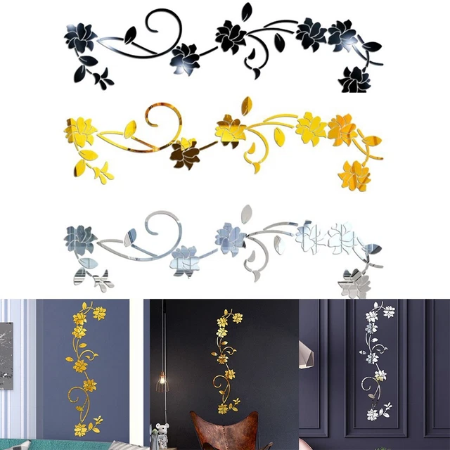 Stylish Rattan Flower Decals for Wall Door Home Decoration 3D Stickers