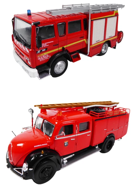 Lot De 4 Camions De Pompiers Miniatures 1/43 - Berliet, Renault, Mercedes - Salvat - Neufs
