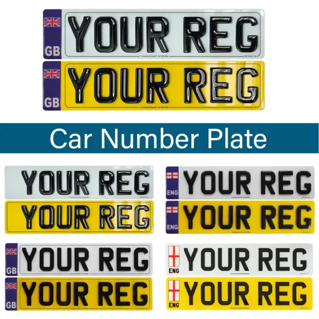 Car Reg Number Plate PAIR/REAR/FRONT Replacement Registration MOT UK Legal Road