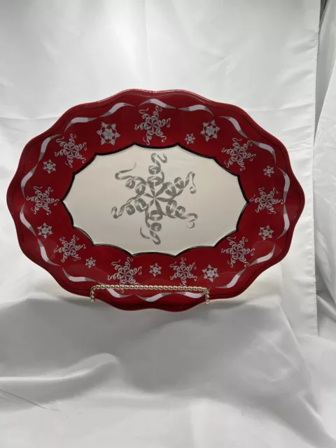 CHRISTOPHER RADKO SAKS Fifth Avenue Christmas Wrap & Snowflake Platter ...