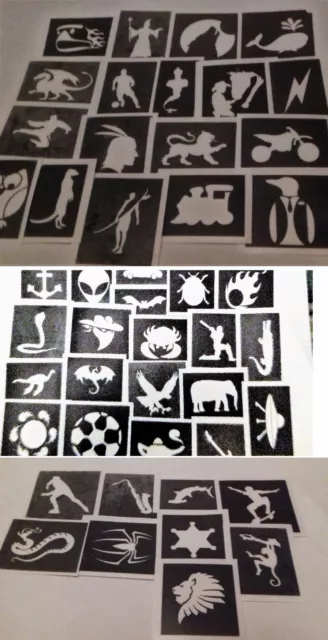 50 boys mini small tattoo stencils for glitter tattoos /  airbrush fund raising