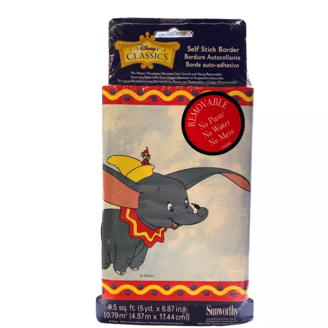 Disney Dumbo Wall Paper Border The Flying Elephant Nursery Self Stick Craft New
