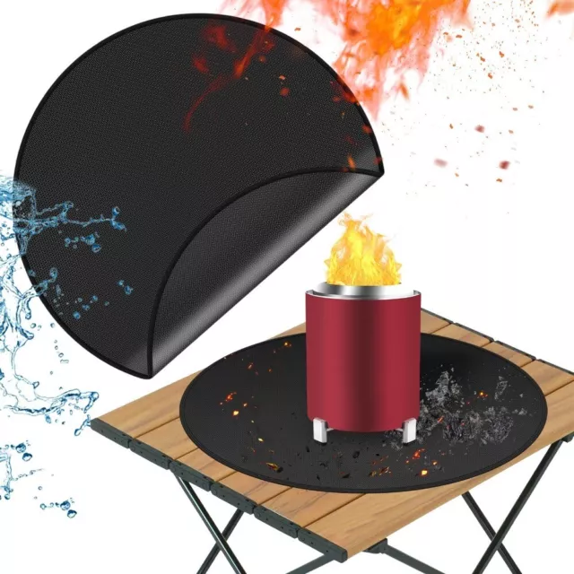 Double Silicone Surface Fire Pit Mat Round Fire Pit Pad Fireproof Mat  Tabletop