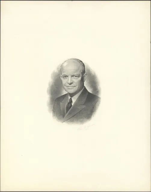U.1953. Bep Ufficiale Presidenziale Ritratto, Dwight D.Eisenhower, Firmato