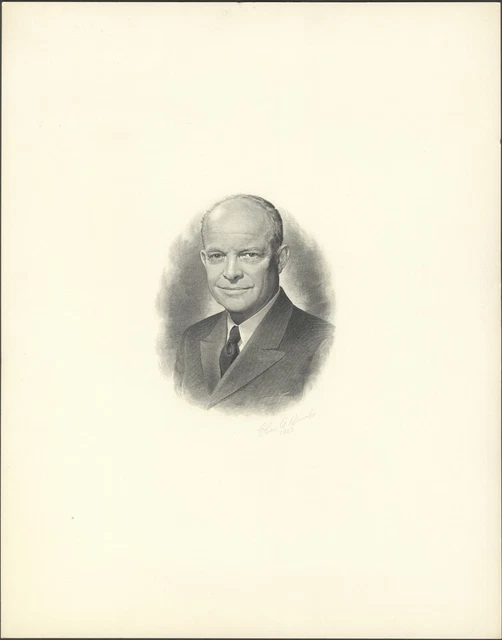U.1953. Bep Ufficiale Presidenziale Ritratto, Dwight D.Eisenhower, Firmato