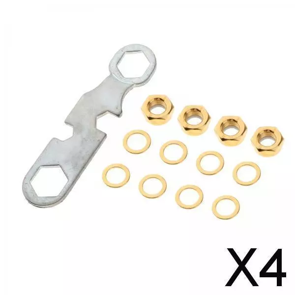 4X Skateboard Truck Rebuild Kit Washers M8 Nuts and Wrench Tool Golden