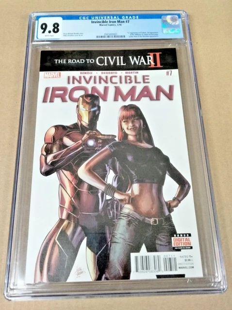 Marvel Invincible Iron Man #7 Cgc 9.8 Wh Pgs 5/16 1St App Tomoe & Riri Williams