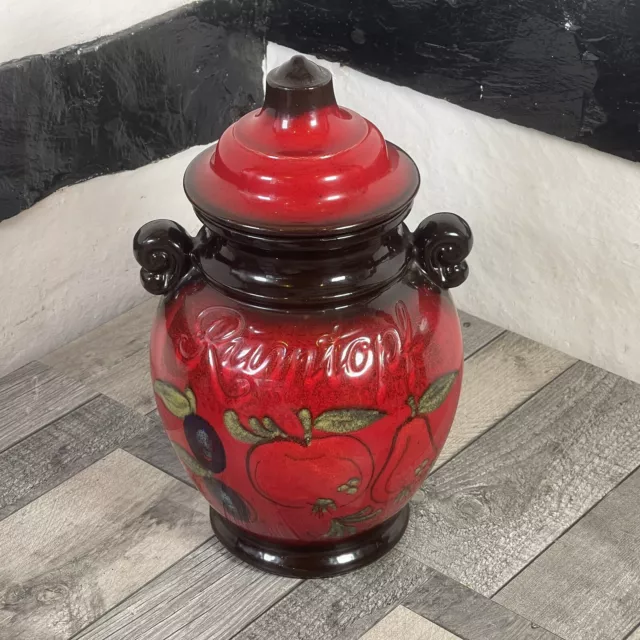 Rumtopf Red Jar Scheurich West Germany 37cm Tall Large Vintage Storage Pot & Lid