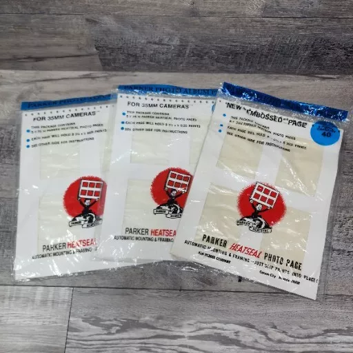 Lot of 3 Packages Vintage Parker Heatseal Photo Page 35V 3.5 x 5 - 120 photos☆