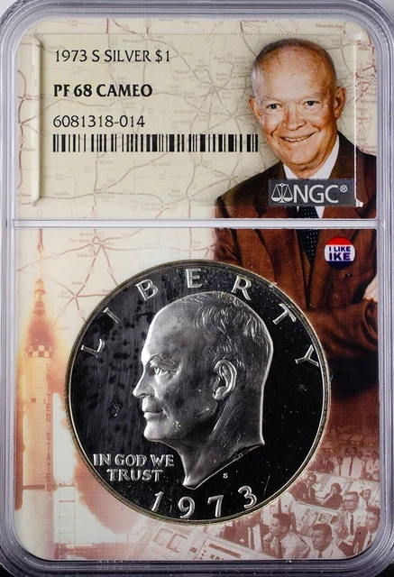 1973 S Eisenhower Dollar NGC PF68CAMEO D-Day Special Insert 1973 S Eisenhower Dollar NGC PF68CAMEO D-Day Special Insert