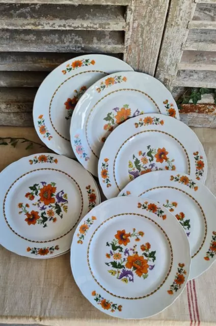 Service assiettes en porcelaine pour deux personnes (6 assiettes) décor  oranges Nuvole di Stoffa