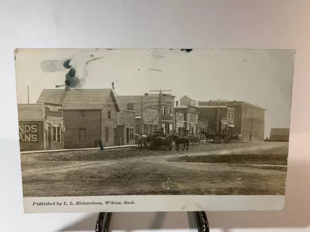 WILCOX near REGINA SASKATCHEWAN TOWN STREET VIEW 1912 RPPC REAL PHOTO POSTCARD