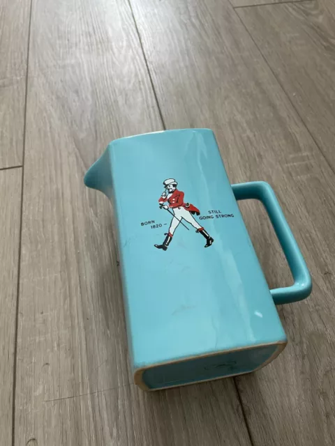Vintage Johnnie Walker Pitcher Wade PDM England Barware Blue Square EUC 6” H