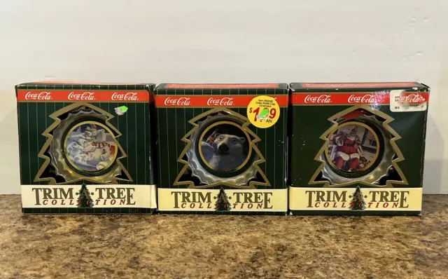 Coca Cola Trim Tree Collection Ornaments Lot Of 3 - ©️1990