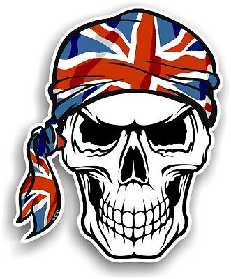 Skull With HEAD Bandana & Union Jack British GB Flag vinyl car sticker decal