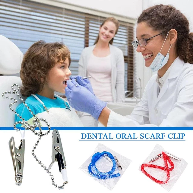 Dental Flexible Ball Chains Clamps With spring-loaded Bib GX Clips N9H7