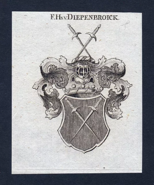 1820 Diepenbroick Escudo Nobleza Abrigo De Arms Heráldica Grabado