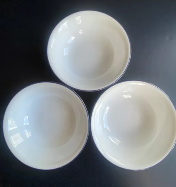 CORNING WARE CORELLE Berry Dessert BOWLS SET OF 3 Dark Gray  Band