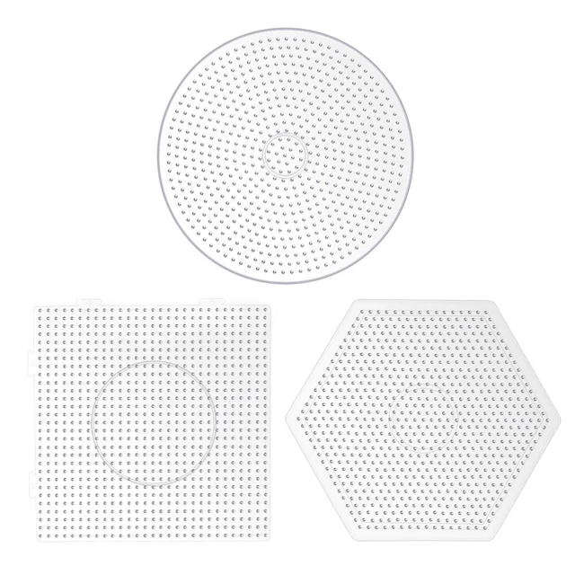 Panneaux Perforés Pour Perles à Repasser 2.6mm - Transparents, Formes Carré/coeur/rond (lot De 1)