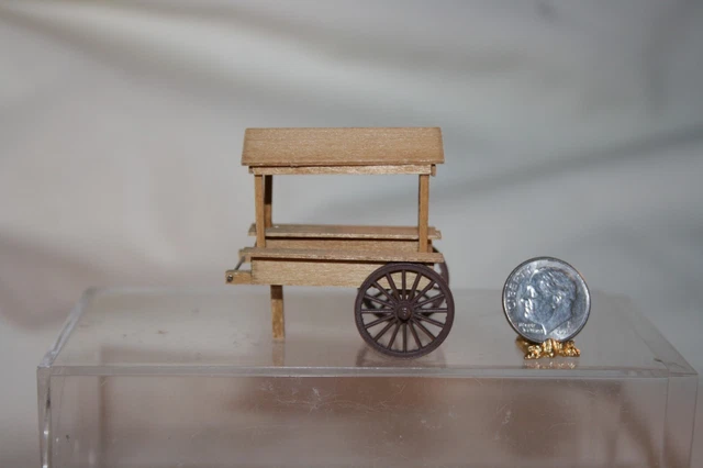 Miniature Dollhouse Vintage Artisan Wood Flower Cart QUARTER Scale 1:48