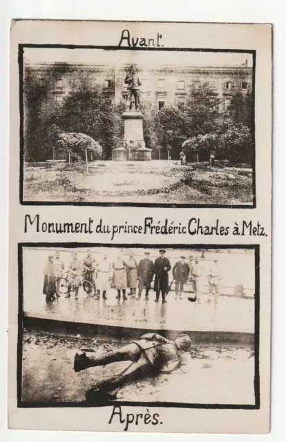METZ  - Moselle - CPA 57 - Militaire - Metz délivrée Frederic Statue renversée