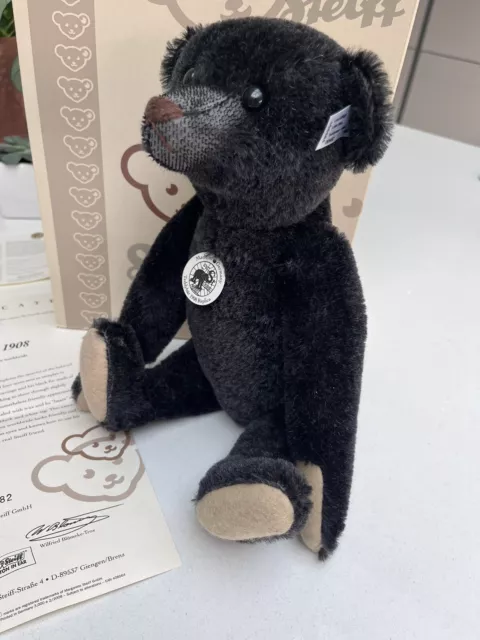 Steiff Teddy Bear Limited Edition Black 1908 Replica - 408564 Boxed COA