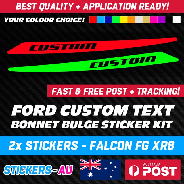 FORD FALCON BOSS Custom Text Bulge Hump Sticker Kit Pesonalised