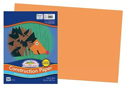 SunWorks Construction Paper, Yellow-Orange, 12" x 18", 50 Sheets