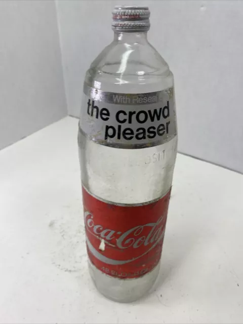 Coca Cola Coke 48 oz Large Glass Bottle Foil Label Soda Vintage Atlanta Georgia