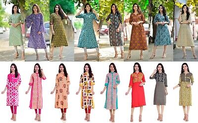 Indian All Collection Cotton Kurties Women's Girls Partywear All Size Kurties UK