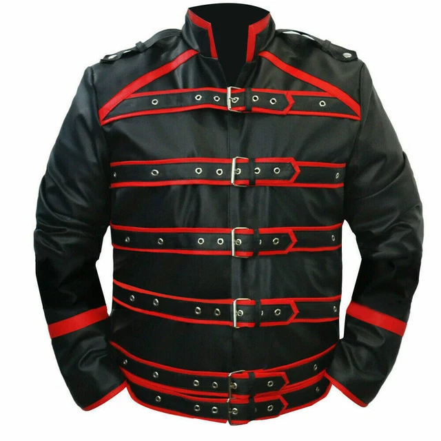 Black Freddie Mercury Mens Wembley Concert Halloween Faux Leather Jacket Costume