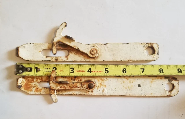 Vintage 2 Barn Door Latch and Hooks, a small latch and two random pieces.   M301 3