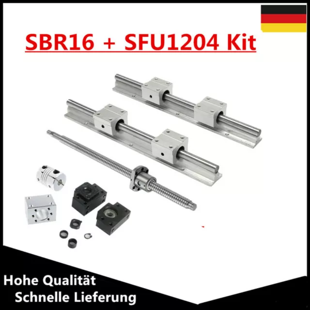 SBR16 Linearschiene Schleifen Kit & SFU1204 Kugelumlaufspindel Set 300-1500mm DE