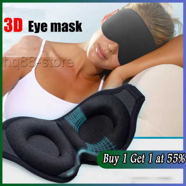 Soft Padded Sleep Mask 3D Eye Blackout Luxurious Eye Cover Travel Blindfold UK