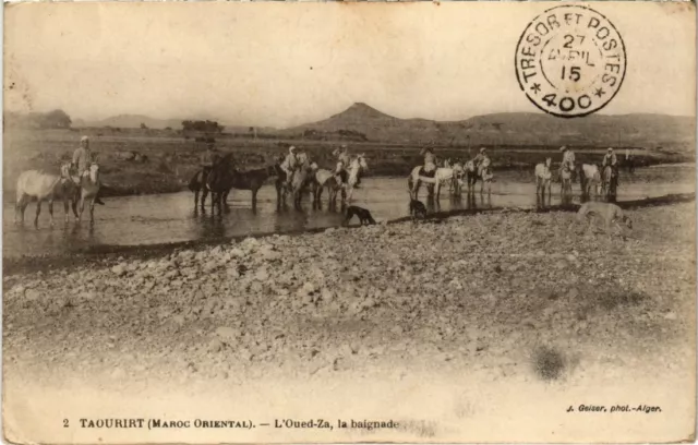 CPA AK MOROCCO Geiser TAOURIRT L'Oued-Za, La Baignade (69050)