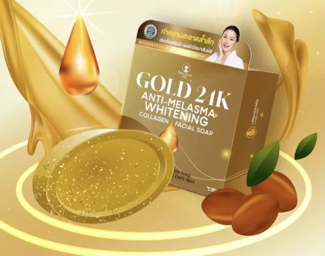 2 Bars Precious Skin Gold 24K Anti-Melasma Whitening Collagen Facial Soap 50g