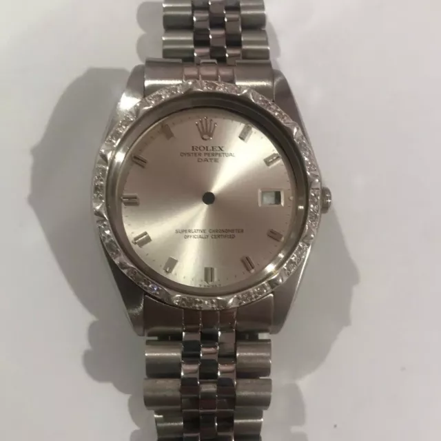 Diamond Rolex Oyster Perpetual Date Watch Case Men Genuine Iced Bezel Parts