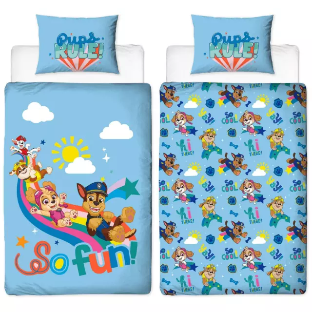 Paw Patrol Frío Individual Juego de Cama Dos Caras Funda Edredón Infantil Pups