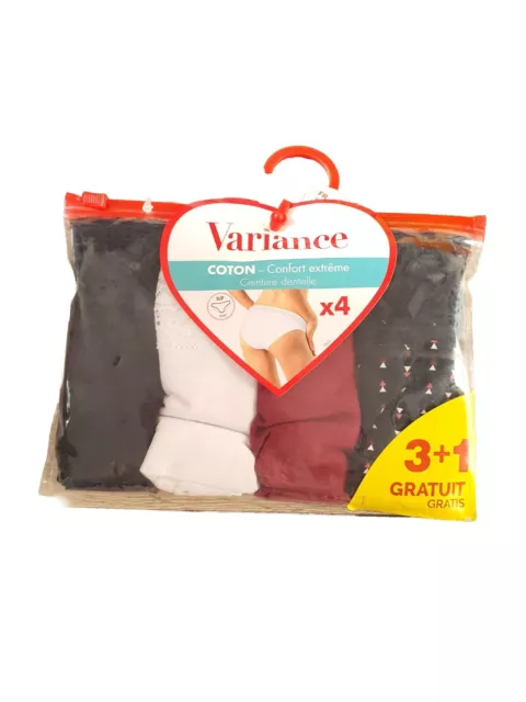 4 culottes Variance 44-46 Coton pour femme Slips Douceur Confort Extrême